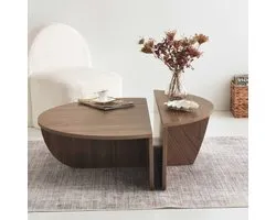 Podium Table basse | 100 % MÉLAMINE | Noyer - Asir Group - Lots de tables basses 2-pièces - Brun - Mélamine|Panneaux de particules - Lots de tables basses 2-pièces