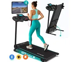 FITAGE Loopband - Wandelband met Tablethouder & Bluetooth voor Zwift & Kinomap - Walking Pad 12km/u & 3 Helling Levels - Treadmill - Loopbanden Elektrisch