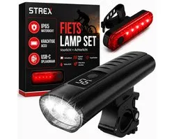Strex Fietsverlichting Set USB Oplaadbaar - LED Fietslamp Voor en Achter - 1600 Lumen - Fietslampjes