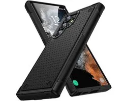 Coque de téléphone compatible avec Samsung Galaxy S22 Ultra, résistante aux chutes, durable, antichoc, unisexe, noir + noir.
