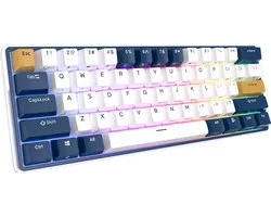 Royal Kludge RK61 Plus - Clavier sans fil - Clavier de Gaming mécanique - 61 touches - Clavier RVB - Interrupteurs Sky Cyan - Klein Blue