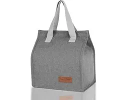Rainbecom - Sacs isothermes - Sac à lunch – 22,5x25,5x17 cm – 8 Litres - Grijs - Isolation - Polyester cationique 300D - Fermeture Velcro - Riem de poignée - Sac isotherme - Sac à lunch - Sac isotherme - Sac pique-nique