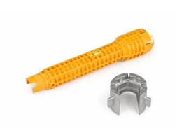 Sanitaire Moersleutel met Waterpas – Kraan Sleutel & Sifon Sleutel – 21 mm – Wastafel & Gootsteen – Geel