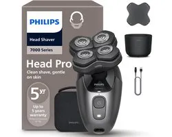 Philips Series 7000 Headshaver - Scheerapparaat mannen hoofd - Wet&Dry - Flexibele scheerkop - Opbergetui - Reinigingsstation- HS7980/15