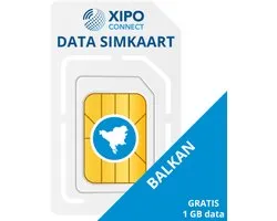 XIPO CONNECT - Data Simkaart Balkan - 1GB Data - 365 dagen geldig tot onbeperkt houdbaar