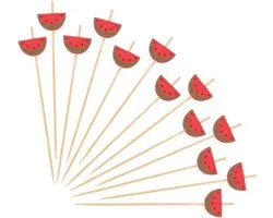 100pcs Watermelon Bamboo Skewers - Cocktail Picks - Fruit Toothpicks - Drink Garnish Sticks - Starters - Handmade Food voor Party - Beach Holiday Snacks - Sandwiches