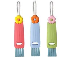 3pcs Multifunctional Cleaning Brush with Cup Lid, Silicone Crevice Cleaner Portable Tight Spaces Crevice Brush Kitchen - ShopVlot