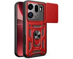 Coque MobyDefend - Compatible avec Oppo Find X9 Pro - Coque Blindée Avec Ring Rotatif - Rouge