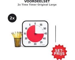 Time Timer® Large 30x30cm - 2PACK - Zwart - Visuele Countdown Timer - pour enfants - Outil de gestion du temps - pour l'école, la maison et le bureau - Magnétique