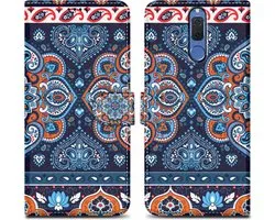 Coque Cadorabo compatible avec Huawei MATE 10 LITE / NOVA 2i - Design Mandala Bleu No. 1 - Pochette de protection avec fermeture magnétique, fonction stand et poche pour carte