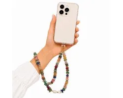 Richly® Telefoonkoord Natuursteen - Kort - Universeel telefoonkoord - Geschikt voor iPhone & Samsung - Phone Cord - Telefoonketting