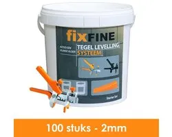 Fixfine - Tegel Levelling Starter Set PRO - 2mm - 100 stuks - Tegel Nivelleersysteem - Tegel levelling systeem