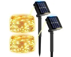 2 Packs Solar Lights Outdoor 12m 120 LED 8 Modes Waterproof Copper Wire Outdoor Solar Lights Decoration for Garden - ShopVlot