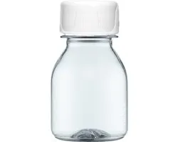 Flacon plastique vide 60 ml APET clear shot - avec bouchon strié blanc - lot de 10 pièces - rechargeable - vide