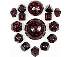 Lapi Toys - Dés Dungeons and Dragons - DnD - D&D - Polydice - set (15 pièces) - D3-D100 - Acryl - Zwart - Rouge