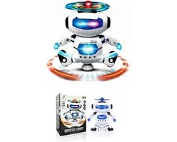 Dancing Robot - speelgoedrobot - draaiende propeller - beweegt, maakt geluid met vrolijke lichtjes op - dansrobot (incl. batterijen)