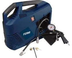 FERM - CRM1049 - Draagbare - compressor - 1100W - 8 bar - 180l/min - Olie vrij - 3 meter - rubber - luchtslang - Met - Universele - snelkoppeling - 5 meter - stroomkabel - Met - Bandenvuller - Blaastuit - Balnaald - Ventiel adapter - Tapse adapter