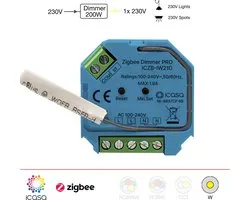 icasa Zigbee 3.0 Smart Dimmer PRO inbouw | 230V-200/400W | 2 Draads (Heeft GEEN nuldraad nodig) | Compatible met Zigbee 3.0 Gateway | werkt met Hue Ⓡ, IKEA Home smart Ⓡ
