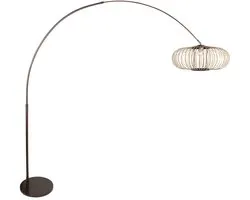 Vloerlamp Sparkled Light 4759CA cacao met crème bamboe kap, verstelbaar in hoogte van 210-240 cm, Steinhauer, trendy design met kantelbare fitting en duurzame materialen