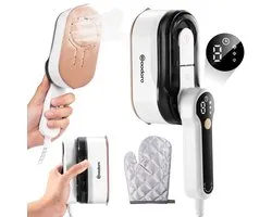Stoomapparaat Kleding & Reisstrijkijzer - In 9s Warm - 2000W - Steamer - Mini Strijkijzer - Handstomer - 3 Stoomstanden - Krachtig - LCD Display - Woodoro