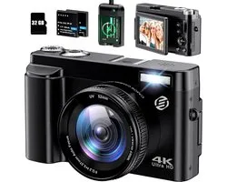 Equivera Vlog Camera - Digitale Camera - Video Camera - Vlog Camera voor Beginners - Geschikt voor YouTube en TikTok