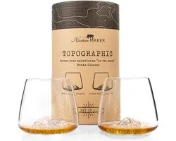 Alaskan Maker Topographic whisky glas 35cl set van 2 Mont Blanc + Mont Everest