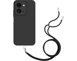 Just in Case coque avec cordon compatible avec Xiaomi Poco C85 Coque avec Cordon - Étui Flexible - Noir