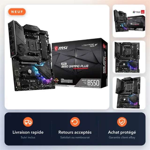 MSI MPG B550 Gaming Plus Carte Mère ATX AM4 DDR4 PCIe 4.0