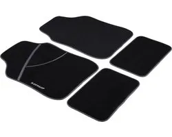 Dunlop Automatten Set - 4 Stuks - 2 Auto Vloermatten 66 x 44 CM - 2 Auto Matten 28 x 42 CM - Anti-Slip - Zwart/Wit
