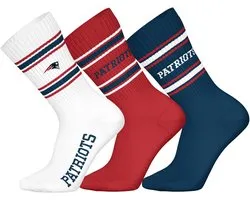 NFL NEW ENGLAND PATRIOTS Crew Socks - 3-pack - Wit/Rood/Blauw - Maat 39/42