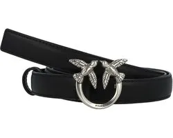 PINKO Love Berry Riem Leer - Dames - 95 cm - nero-old silver