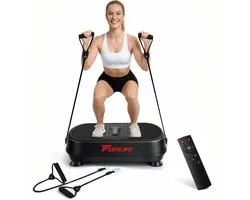 Funlife V6 Trilplaat - Vibratieplaat voor Thuis - 120 Standen - 5 Programma's - Bluetooth Muziek - Met Trainingsbanden en Afstandsbediening - Max. 120 kg