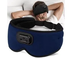 Lunea™ Masque de Sommeil Musique avec White Noise & Bluetooth – 24 Sons – Bleu Foncé - Design 3D Occultant – Haut-parleurs Ultra-fins – Refroidissant & Confortable – Idéal pour les Dormeurs Latéraux