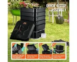 Wormenbak – Wormenhotel – Compostbak – Wormencompost – Composteerbak – 50 Liter Capaciteit – UV-Bestendig HDPE Materiaal