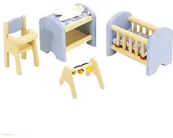 Pintoy Blauwe Babykamer voor Poppenhuis