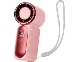 MSB Handel® Turbo Draagbare Handventilator 8000 RPM - Mini Ventilator USB Oplaadbaar met Slim LED Display & 6 Snelheden - Handheld Fan voor Bureau, Outdoor & Make-up - Roze