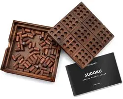 Houten Sudoku Set voor Volwassenen | Luxe Puzzels en Spellen voor Kinderen | Draagbare Reisspellen | Logische Puzzels en Hersengames