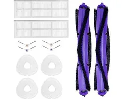 Accessoires de rechange compatibles avec l'aspirateur robot Narwal Freo : kit d'accessoires comprenant 2 brosses, 2 filtres, 4 serpillères et 4 brosses latérales.