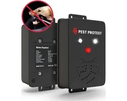 Pest Protest® Auto Marten Repeller - Ultrasonic Marten Repeller - Stone Marten and Vermin Repellers on Piles - Plein air Anti-fouines - Zwart