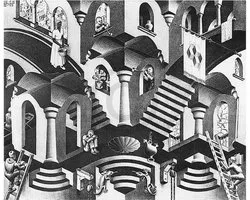 Kunstdruk M, C, Escher - Konkav und Konvexe 65x55cm