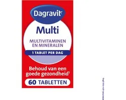 Dagravit Multi Elke Dag - Multivitaminen en mineralen - Behoud van een goede gezondheid (1) - Draagt bij aan fitheid (2) - 1 tablet per dag - 60 tabletten