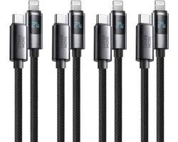 Câble USB C adapté à Apple iPhone, iPad et AirPods - Compatible avec 14, 13, 12, 11, X, 8, 7, SE Pro Plus Max Air 1 2 - Câble de recharge - Câble de recharge - Chargeur - 4 pièces