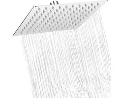 COMLIFE Douchekop, regendouche, 8 inch, douchekop van roestvrij staal 304, douchekop met 100 anti-kalksproeiers, douchekop regendouche 20 x 20 cm