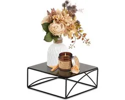 Cake Stand Cupcake Zwart: 21 cm Afternoon Thee Stands Cup Cakes Display Vierkante Metalen Pedestal Vintage voor Halloween Verjaardag Party Kerst Baby Shower Decoratie