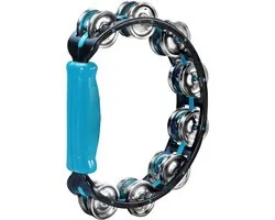 Half Moon Shape Hi-Lo Tambourine - High-end Hand Percussion Instrument for All Levels - Teens & Adults (Blue)