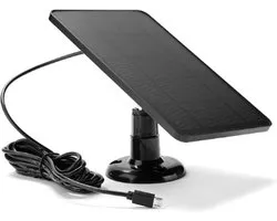 TLVX Panneau Solaire Etanche Micro USB / Connexion Type C / Panneau Solar Externe / Pour Eufy / Ring / Cams / Chargeur Caméra de Surveillance / Sonnette / 10W / 5V / IP65 / Chargeur de cellules solaires outdoor / 1 pièce