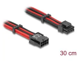 Delock Extension Cable 8 pin EPS male to 4 + 4 pin EPS female textile shielding red-black 30 cm