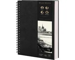 SnelShoppen - A4 Sketchbooks 200GSM Dikte Spiral Bound Schetsboek Hardback Schetsblok voor Tekeningen en Schilderijen 40 Vellen/80 Pagina's, Ideaal vo