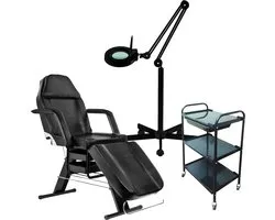 Kit de démarrage NOIR avec housse de fauteuil de soins GRATUIT (58) - Fauteuil de pédicure - Fauteuil de soins - Tabouret de selle - Table d'instrument - Lampe loupe - MBS®