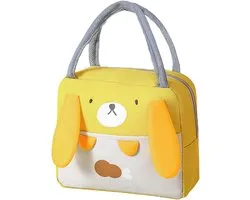 Lunchtas, leuke geïsoleerde herbruikbare lunchtassen, waterdichte opvouwbare lunchtas voor vrouwen, mannen, kinderen en studenten, reizen, picknick, school (gele beer)